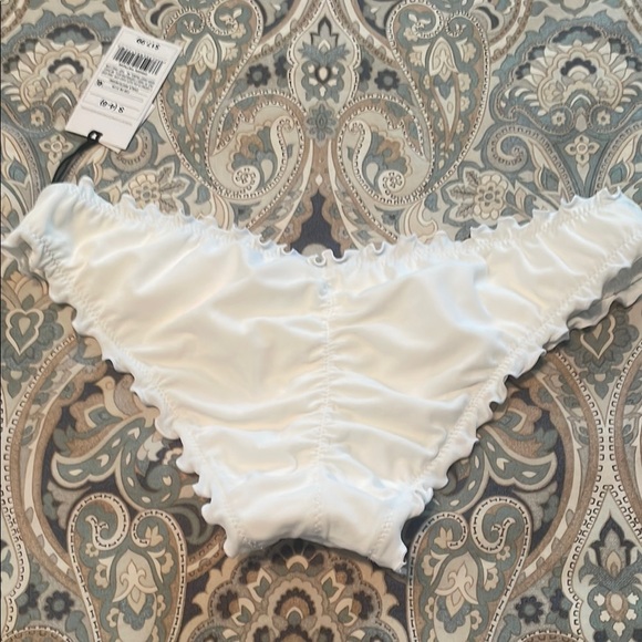 White Ruffle Trim bikini bottom - Picture 2 of 3